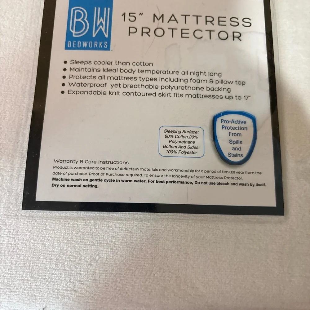 BW Bedworks - 15inch Mattress Protector Queen New in package